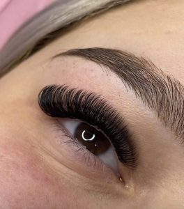 Close-up of mega volume eyelash extensions by Amy Lash & Brows in Punta Gorda, Florida — ultra-dense, dramatic lashes for bold glamour.