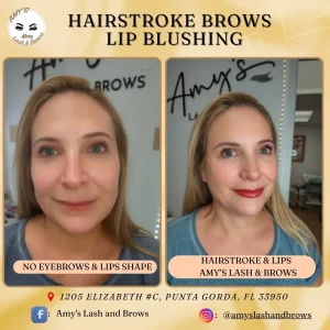 Before and After Hair strokes & lip Blushing Amy Lash and Brows Punta Gorda FL