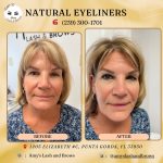 Before and after results of natural Eyeliner Tattoo at Amy Lash & Brows in Punta Gorda, Florida — soft, smudge-proof eyeliner enhancement that defines and brightens the eyes.