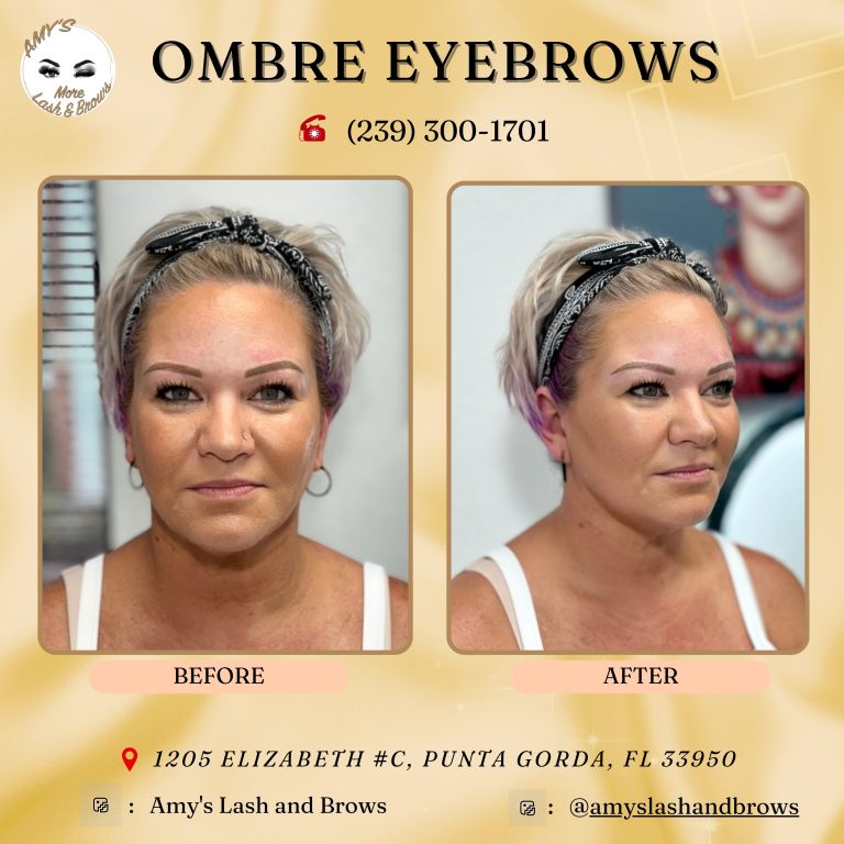 Gallery 104 Ombre eyebrows before and after on mature woman – Amy Lash and Brows Punta Gorda