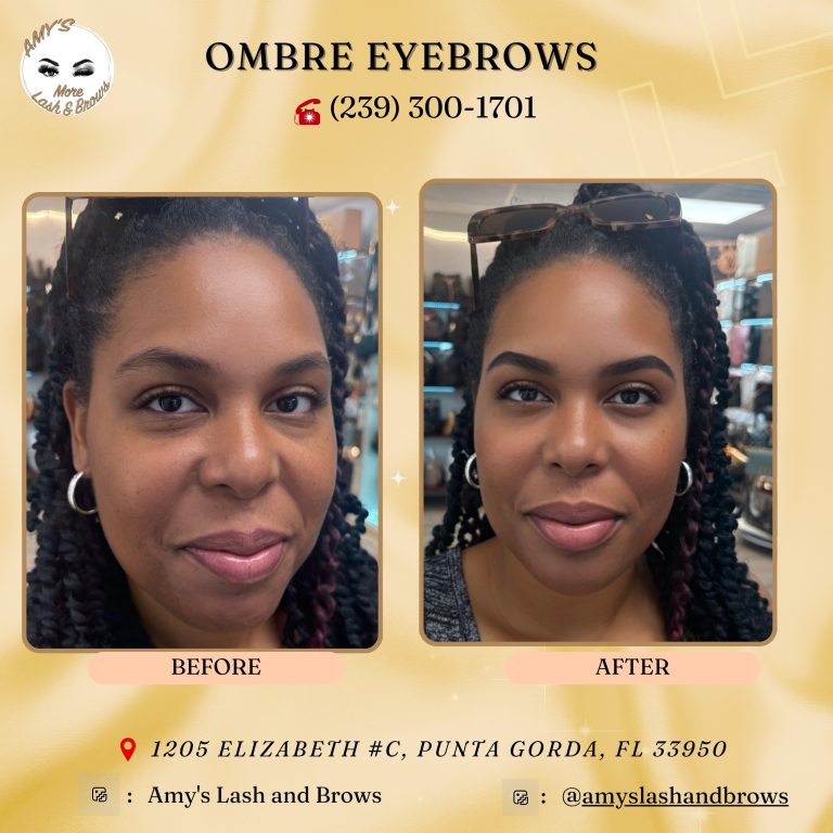 Gallery 103 Ombre eyebrows before and after on dark skin – Amy Lash and Brows Punta Gorda