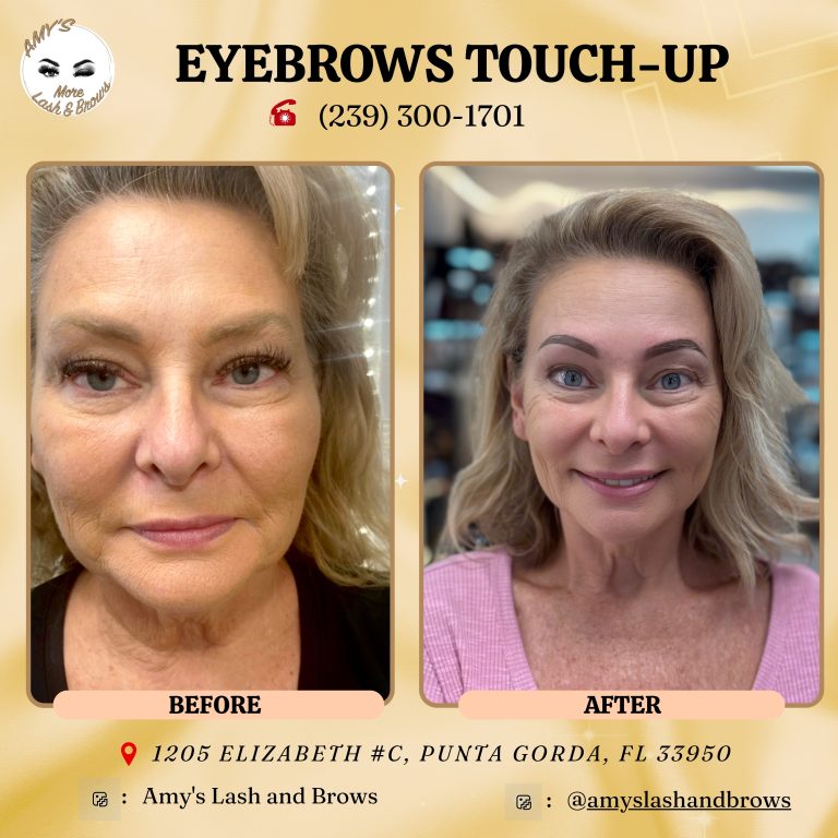 Eyebrow touch-up color boost before and after – Amy Lash and Brows Punta Gorda