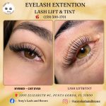 Eyelash Extensions vs Lash Lift – Which One Is Right for You? 3 Before-and-after comparison of Eyelash Extensions and Lash Lift by Amy Lash & Brows in Punta Gorda, Florida — showing the difference between fuller synthetic lashes and natural lifted lashes.